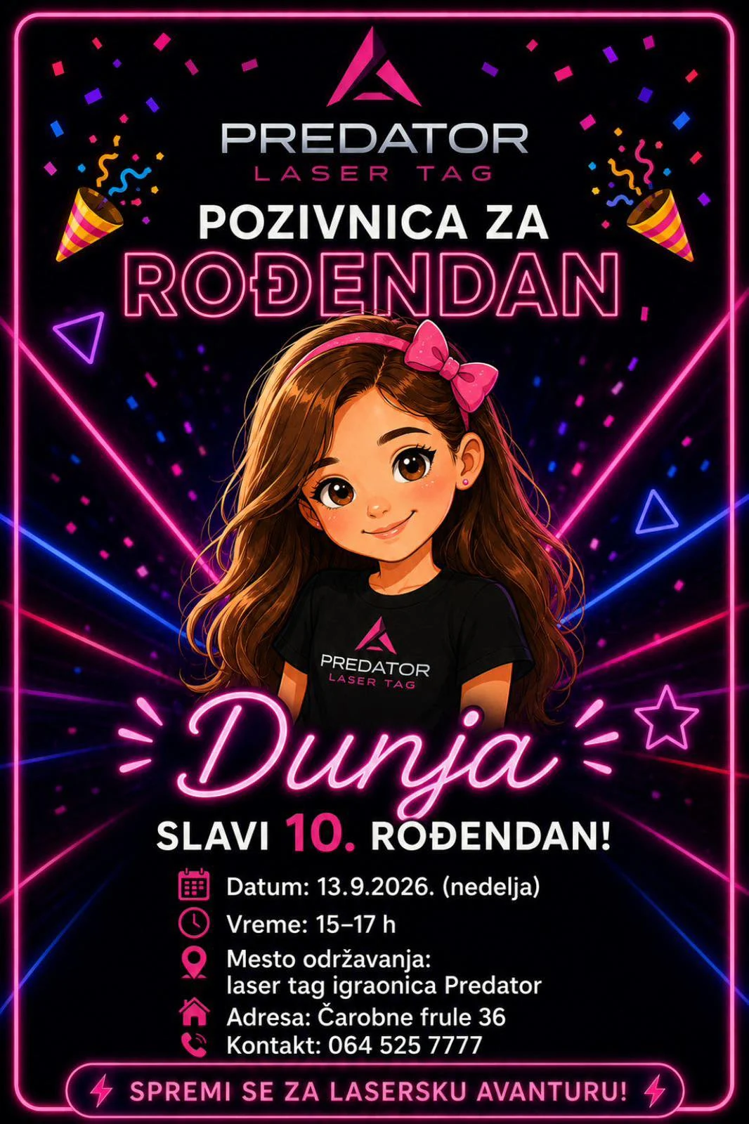 Predator rođendanska pozivnica — primer 6